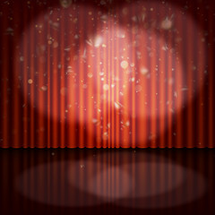 Stage with red curtain. EPS 10 vector