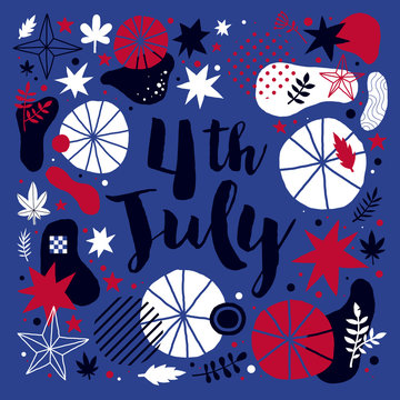 Vector background with abstract patriotic elements for 4 July Independence Day. Useful for banners, advertising and invitations.