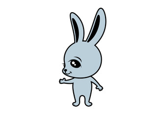 Fototapeta na wymiar Bunny cartoon character vector illustration. Cute little bunny isolated on white background. Cute gray rabbit character