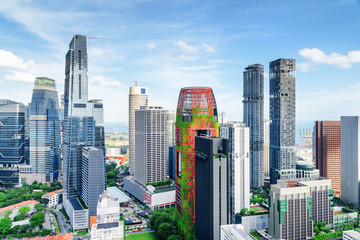 Fototapeta na wymiar Fantastic view of skyscrapers in Singapore. Summer cityscape
