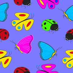 Cartoon seamless texture units insects.