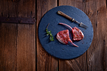 Raw cut rack of lamb