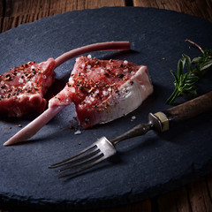 Raw cut rack of lamb