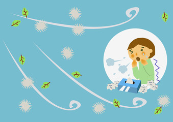 乾燥とばい菌と風のイメージ。