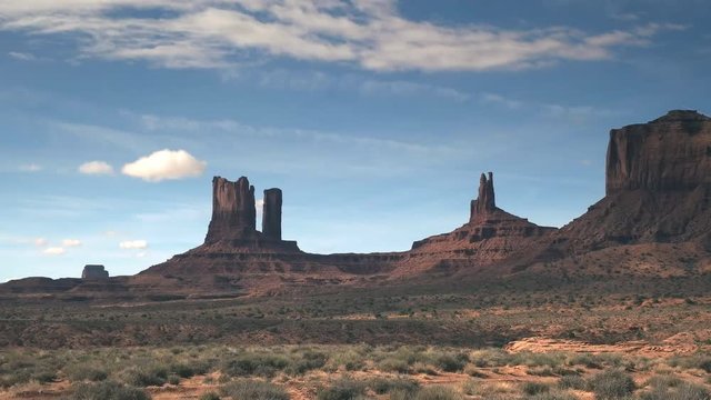 pan of saddleback mesa at monument valley in utah usa
