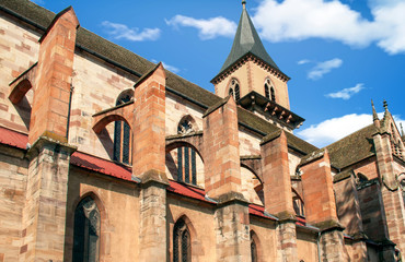 Fototapeta premium Ribeauvillé. Eglise Saint Grégoire, Alsace, Haut Rhin. Grand Est