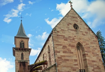 Fototapeta premium Ribeauvillé. Eglise Saint Grégoire, Alsace, Haut Rhin. Grand Est