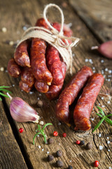 Smoked sausages with spices and herbs