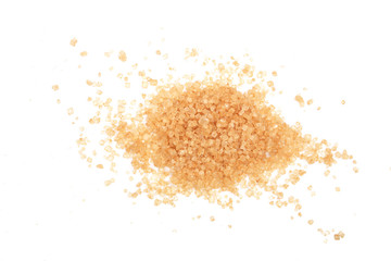brown sugar isolated on white background. Top view. Flat lay