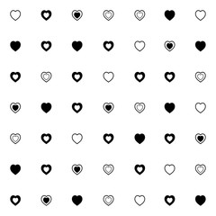 Simple pattern with different cute hearts. Good for surface design, textile, fabric, wrapping paper.
