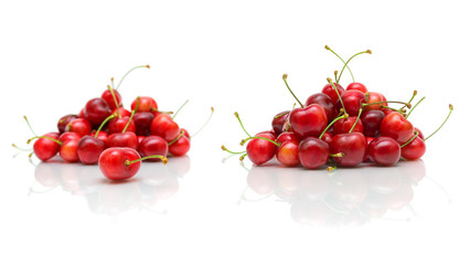 ripe cherries isolated on white background