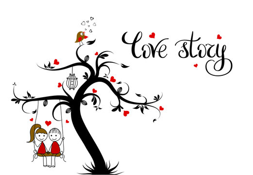 Love Story template for banner or poster. Holiday lettering