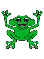 glücklich spaß fröhlich winken frosch klein süß niedlich quak comic cartoon clipart