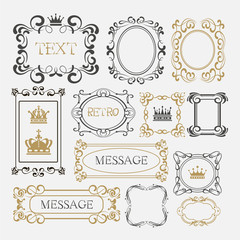 Frames in retro style. Vector floral card design. Vintage set. Decorative vector template frame