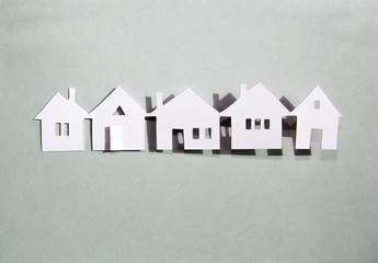 Paper cut design. Townhouses line. Abstract background