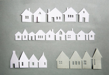 Paper cut design. Townhouses line. Abstract background