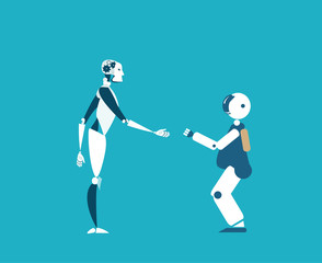 Robots are future reality, babysitters, helpers and teachers. RPA, Robotic Process Automatisation concept.