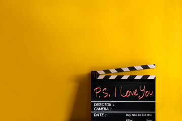 i love you text title on film slate