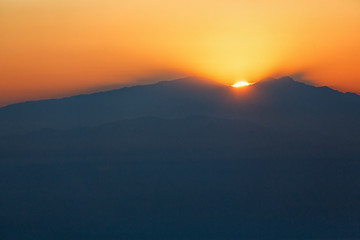 Sunrise over Himalayan Mountains Seen from Nagarkot, Nepal