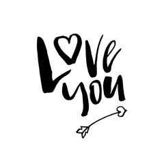 I Love You - Happy Valentines day card with calligraphy text on white. Template for Greetings, Congratulations, Housewarming posters, Invitation, Photo overlay. Vector illustration