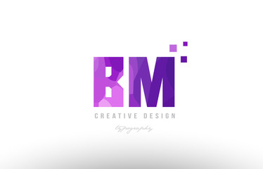 bm b m pink alphabet letter logo combination with squares