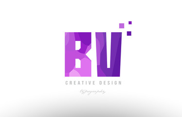 bv b v pink alphabet letter logo combination with squares