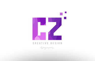 cz c z pink alphabet letter logo combination with squares
