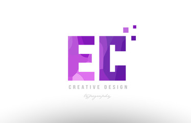 ec e c pink alphabet letter logo combination with squares