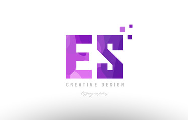 es e s pink alphabet letter logo combination with squares