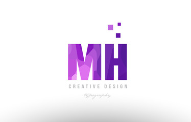 mh m h pink alphabet letter logo combination with squares