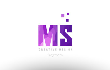 ms m s pink alphabet letter logo combination with squares