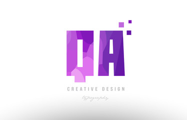 qa q a pink alphabet letter logo combination with squares