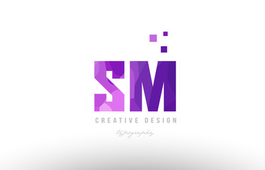 sm s m pink alphabet letter logo combination with squares