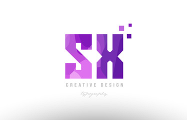 sx s x pink alphabet letter logo combination with squares