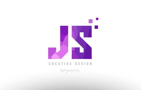 js j s pink alphabet letter logo combination with squares