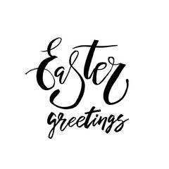 Happy Easter Greetings card with calligraphy text. Vector Template for Congratulations, Prints, Invitations, Photo overlays. Hand lettering design for Holiday Poster