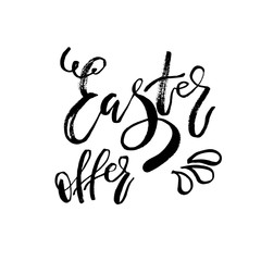 Special Easter Offer card with calligraphy text. Vector Template for Flyers, banners, advertise, marketing, promotion. Hand lettering design for Happy Easter Holiday Poster