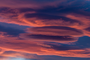 Backround of enticular clouds in the California desert.