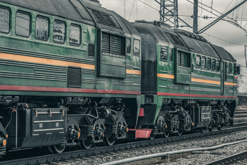 Obraz premium Green diesel locomotive