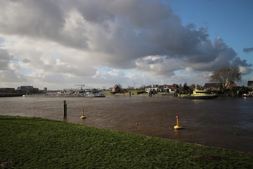 The Algerakering, large water barrier to protect the land below sealevel behind it in Krimpen aan...