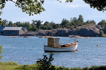 Old wooden boat in Karingsund, Aland archipelago