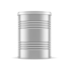 Metallic Tin Can Mockup, packaging for baby milk powder or food, 3d rendering