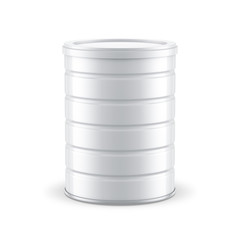 White metal Tin Can Mockup, packaging for dry food or powder, 3d rendering