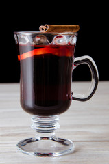 Mulled wine glintwine served in glasses for christmas table