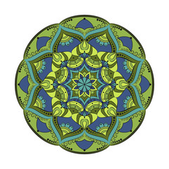 Flower Mandala. Vintage decorative elements. Oriental pattern, vector illustration. Islam, Arabic, Indian, moroccan,spain, turkish, pakistan, chinese, mystic, ottoman motifs. Coloring book page