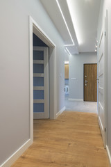 Fototapeta na wymiar Corridor with wooden floor