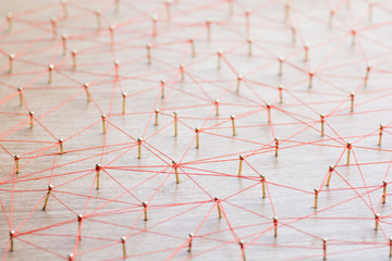 Linking entities. Network, networking, social media, internet communication abstract. Web of wires...