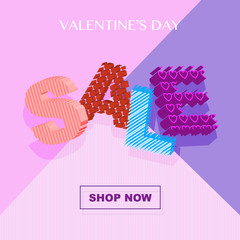 Vector 3D Valentine's day SALE banner