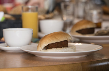 snack croquette on bread during lunch