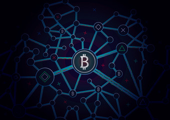 Bitcoins business crypto mining . Vector Gold .